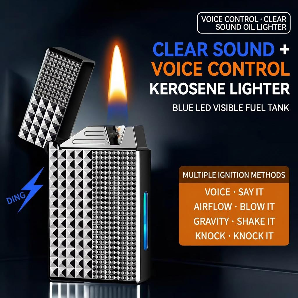 Smart 4-Ignition Flame Lighter | Voice, Shake, Blow & Touch Activated