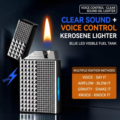 Smart 4-Ignition Flame Lighter | Voice, Shake, Blow & Touch Activated